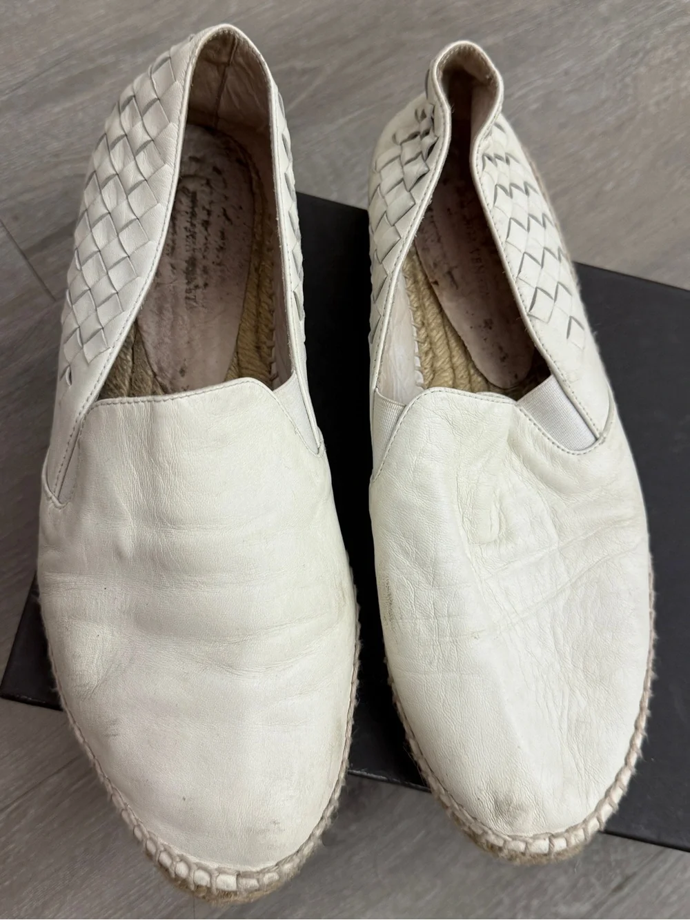Bottega Veneta Cream Intrecciato Leather Espadrilles size 40